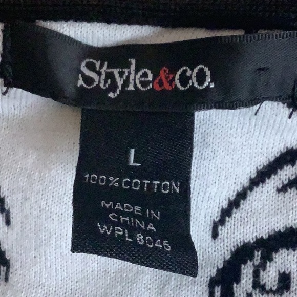 Style & Co Black White Damask Pattern Short Sleeve Sweater Cardigan Vest Sz L - Picture 11 of 11